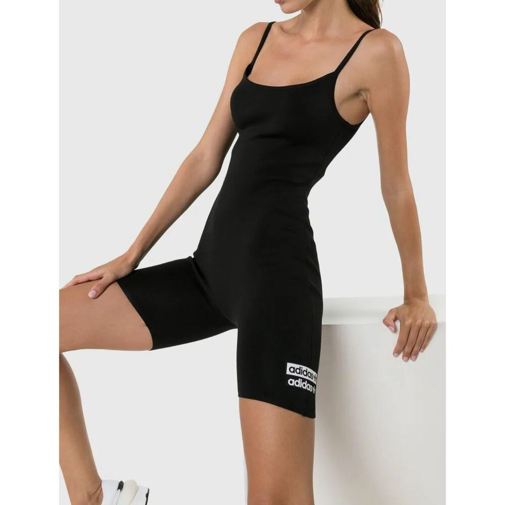 Adidas Womens Cycling Wear Body Suit Short Black Stretch 90s Inspired Stretch S
